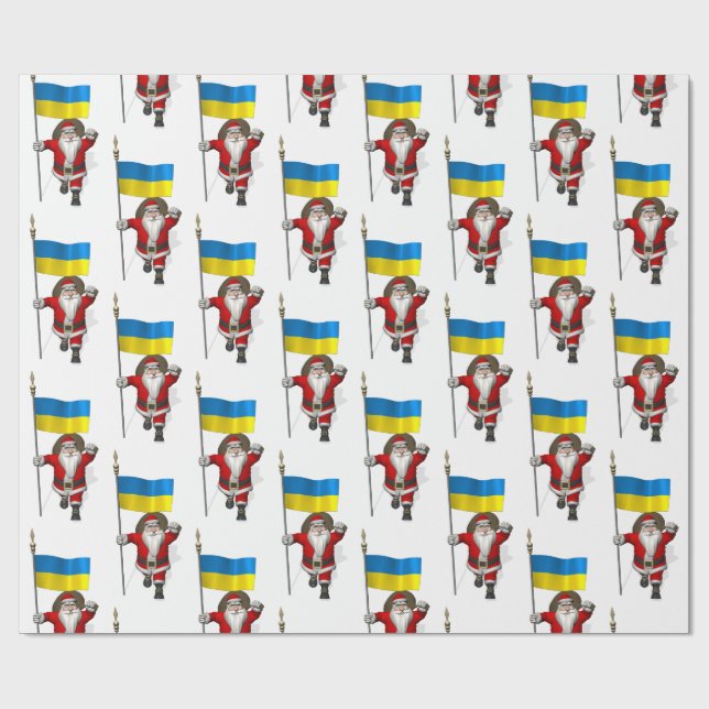 Der Weihnachtsmann mit dem Ende der Ukraine Geschenkpapier (Flach)