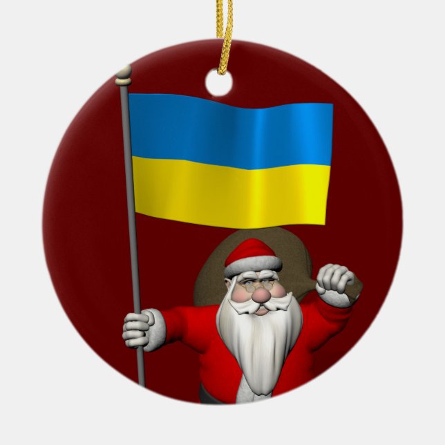 Der Weihnachtsmann mit dem Ende der Ukraine Keramikornament (Vorne)