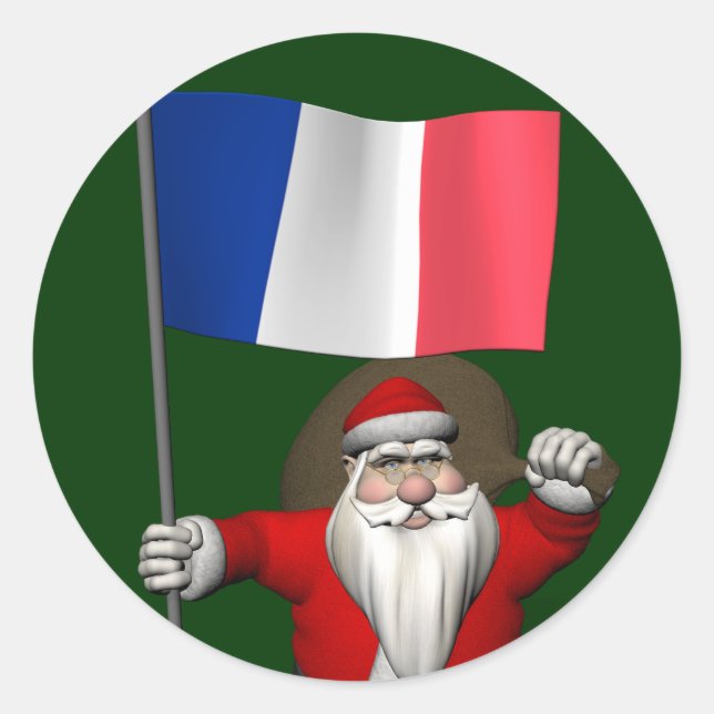 Der Weihnachtsmann mit dem Ende Frankreichs Runder Aufkleber (Vorderseite)