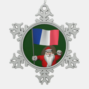Der Weihnachtsmann mit dem Ende Frankreichs Schneeflocken Zinn-Ornament