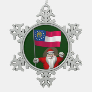 Der Weihnachtsmann mit dem Ende Georgiens Schneeflocken Zinn-Ornament