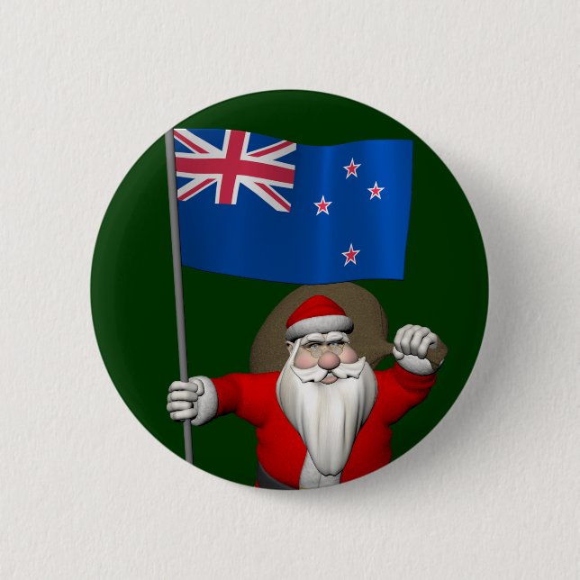 Der Weihnachtsmann mit dem Ende Neuseelands Button (Vorderseite)