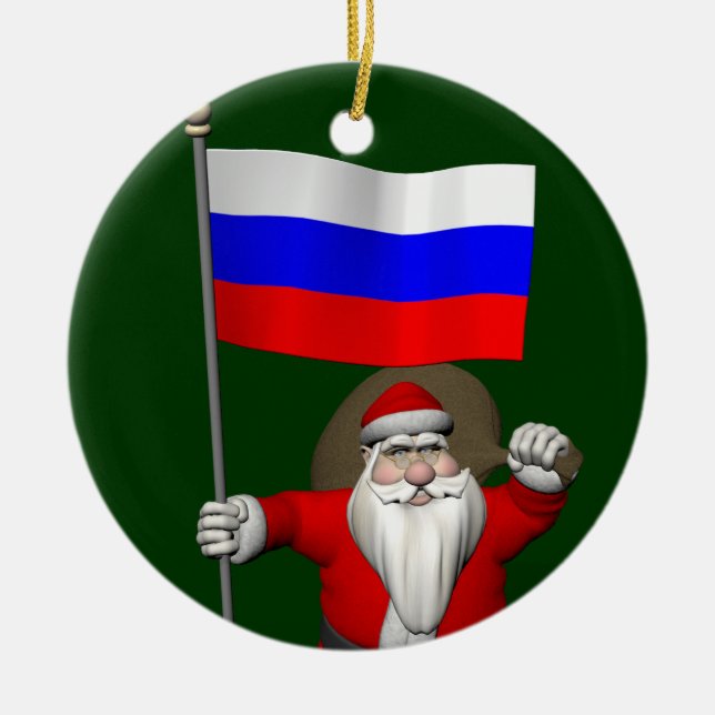 Der Weihnachtsmann mit dem Ende Russlands Keramik Ornament (Vorne)