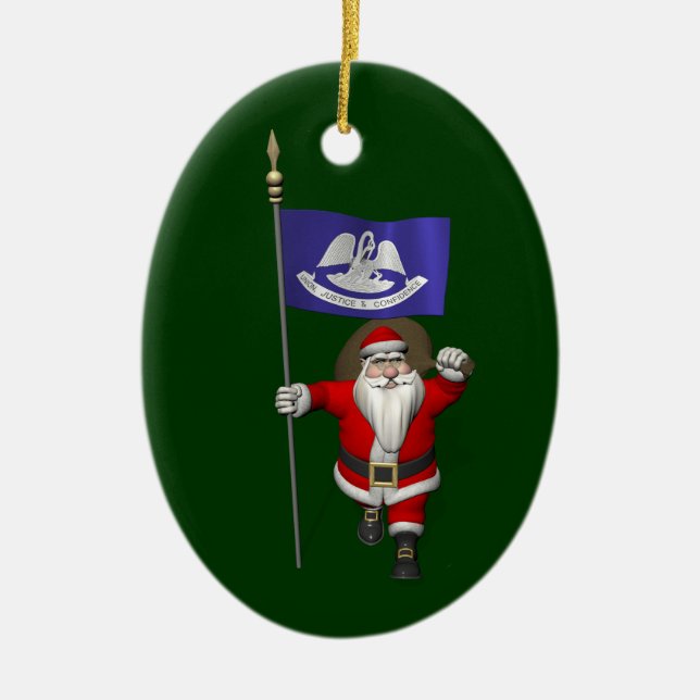 Der Weihnachtsmann mit dem Ende von Louisiana Keramikornament (Vorne)