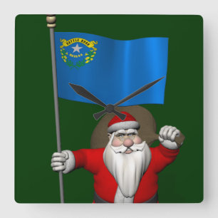 Der Weihnachtsmann mit dem Ende von Nevada Quadratische Wanduhr