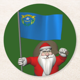 Der Weihnachtsmann mit dem Ende von Nevada Runder Pappuntersetzer