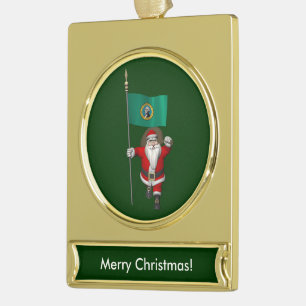 Der Weihnachtsmann mit dem Ende von Washington Banner-Ornament Gold