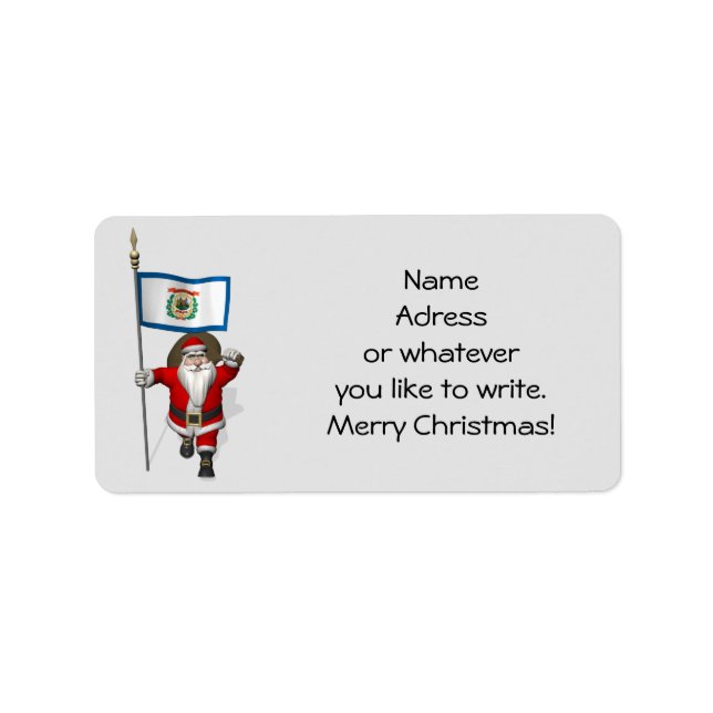 Der Weihnachtsmann mit dem Ende von West Virginia Adressaufkleber (Vorne)