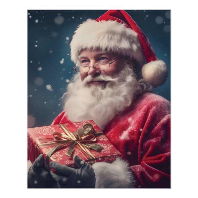 Der Weihnachtsmann mit dem Weihnachtsdesign Poster (Vorderseite)