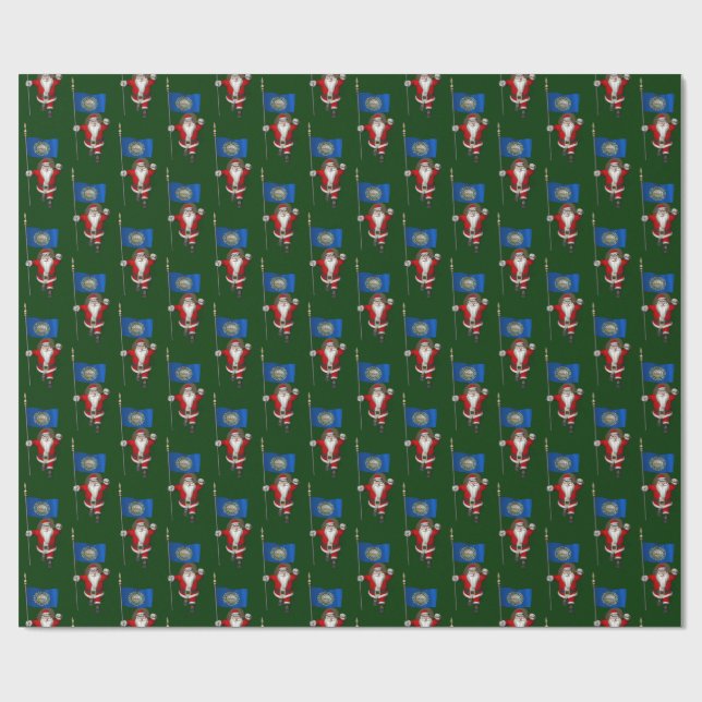 Der Weihnachtsmann mit der Fahne des neuen Hampshi Geschenkpapier (Flach)