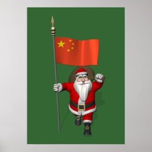 Der Weihnachtsmann mit der Flagge der China Poster