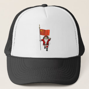 Der Weihnachtsmann mit der Flagge der China Truckerkappe