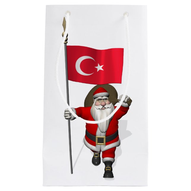 Der Weihnachtsmann mit der Flagge der Türkei Kleine Geschenktüte (Vorderseite)