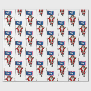 Der Weihnachtsmann mit der Flagge des Wyoming Geschenkpapier