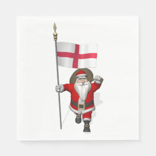 Der Weihnachtsmann mit der Flagge Englands Serviette