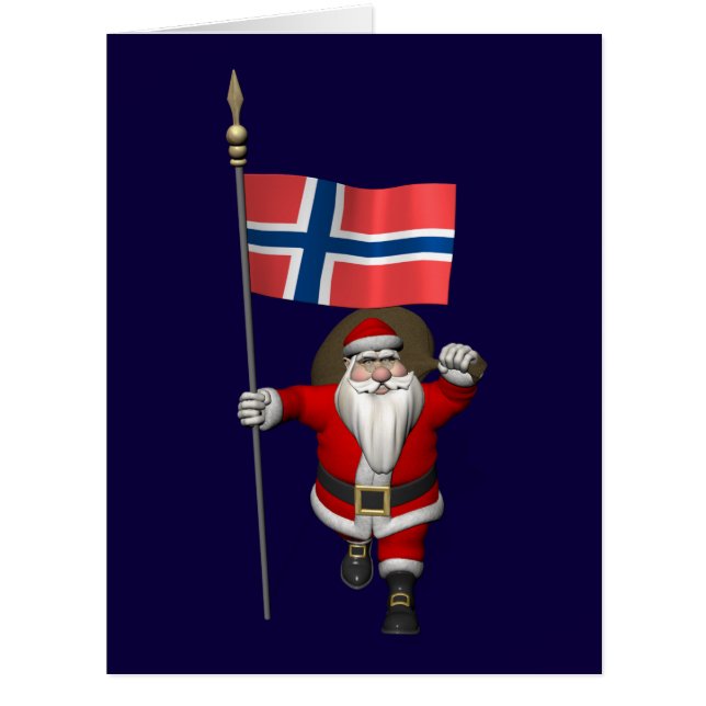 Der Weihnachtsmann mit der Flagge Norwegens (Vorderseite)