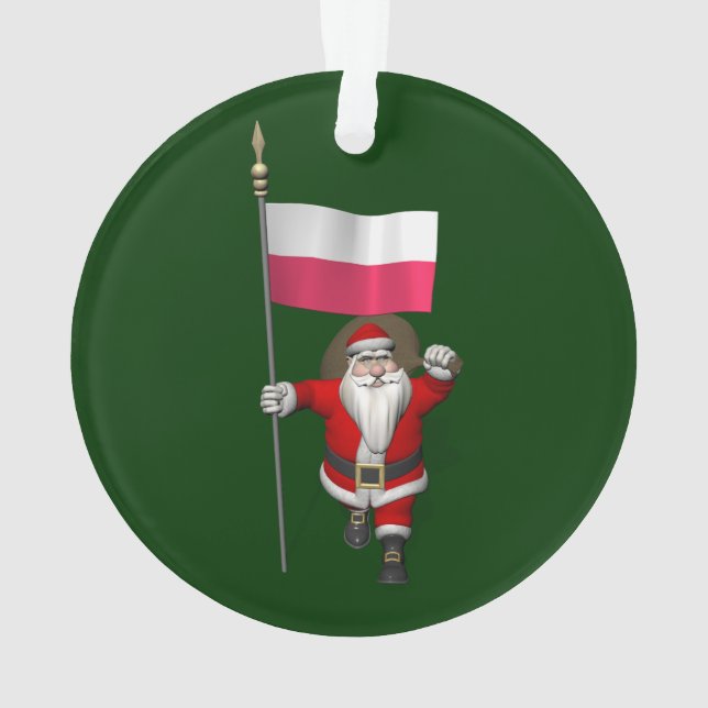 Der Weihnachtsmann mit der Flagge Polens Ornament (Rückseite)