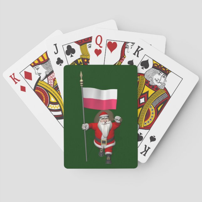 Der Weihnachtsmann mit der Flagge Polens Spielkarten (Rückseite)