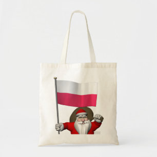 Der Weihnachtsmann mit der Flagge Polens Tragetasche
