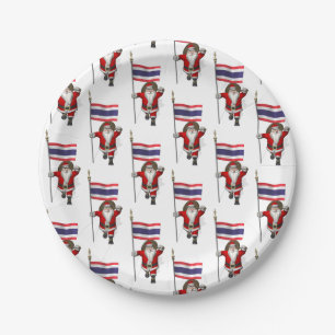 Der Weihnachtsmann mit der Flagge Thailands Pappteller
