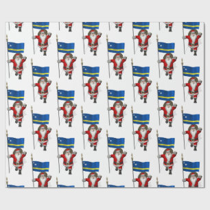 Der Weihnachtsmann mit der Flagge von Curacao Geschenkpapier