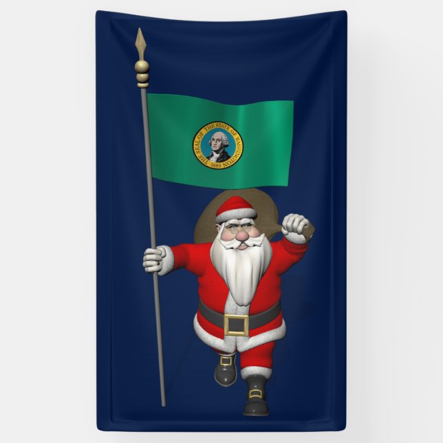 Der Weihnachtsmann mit der Flagge von Washington Banner (Vertikal)
