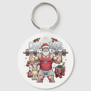 Der Weihnachtsmann mit Drehung - Gym Santa Holiday Schlüsselanhänger
