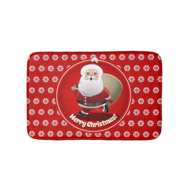 Der Weihnachtsmann mit einem Sack voller Geschenke Badematte (Vorderseite)