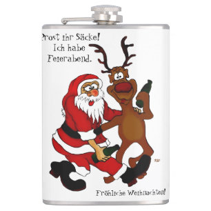 Der Weihnachtsmann mit Elch - heißes Fest Flachmann