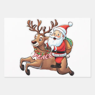 Der Weihnachtsmann mit Friedensgeschenken Geschenkpapier Set