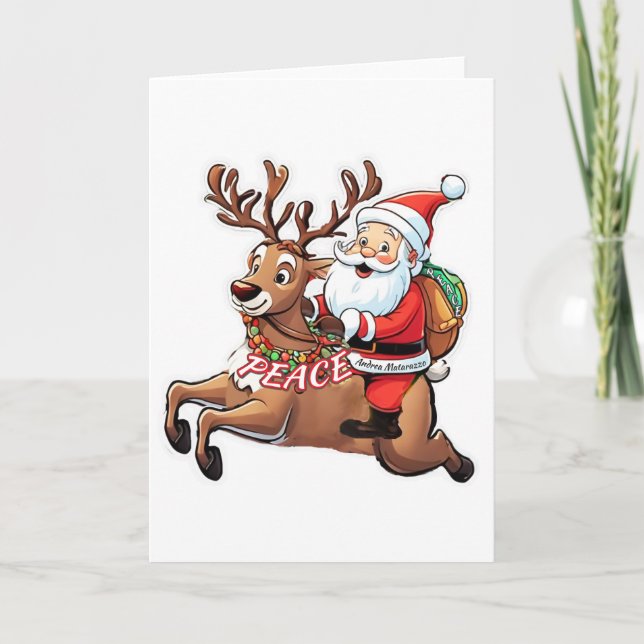 Der Weihnachtsmann mit Friedensgeschenken Karte (Vorderseite)