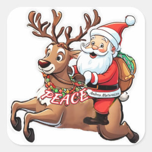 Der Weihnachtsmann mit Friedensgeschenken Quadratischer Aufkleber