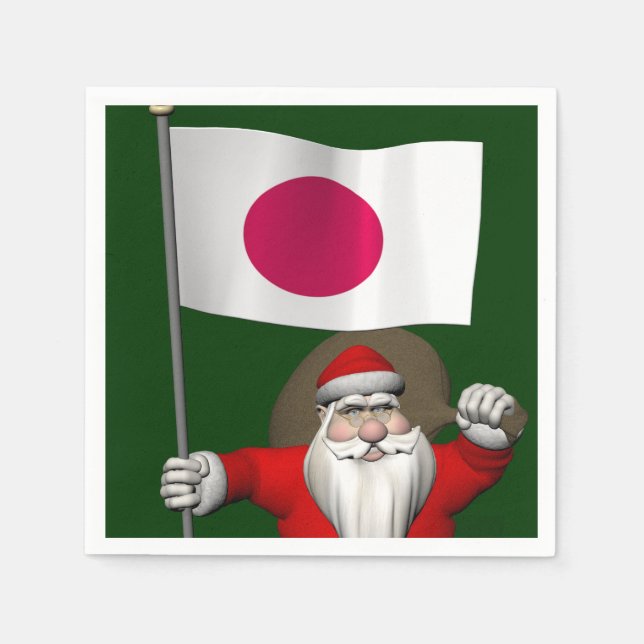 Der Weihnachtsmann mit japanischem Abzeichen Serviette (Vorderseite)