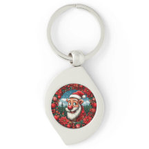 Der Weihnachtsmann mit Kranz und Ornamenten