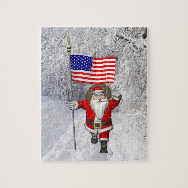 Der Weihnachtsmann mit US-Flagge (Vertikal)