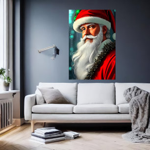 Der Weihnachtsmann mit weißem Bart   AI Art Poster