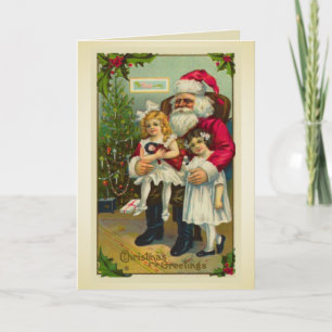 Der Weihnachtsmann mit zwei Mädchen Feiertagskarte