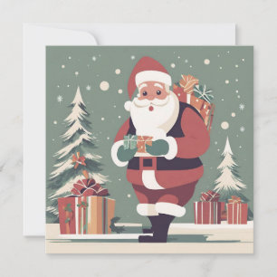 Der Weihnachtsmann Mitte des Jahrhunderts Dankeskarte