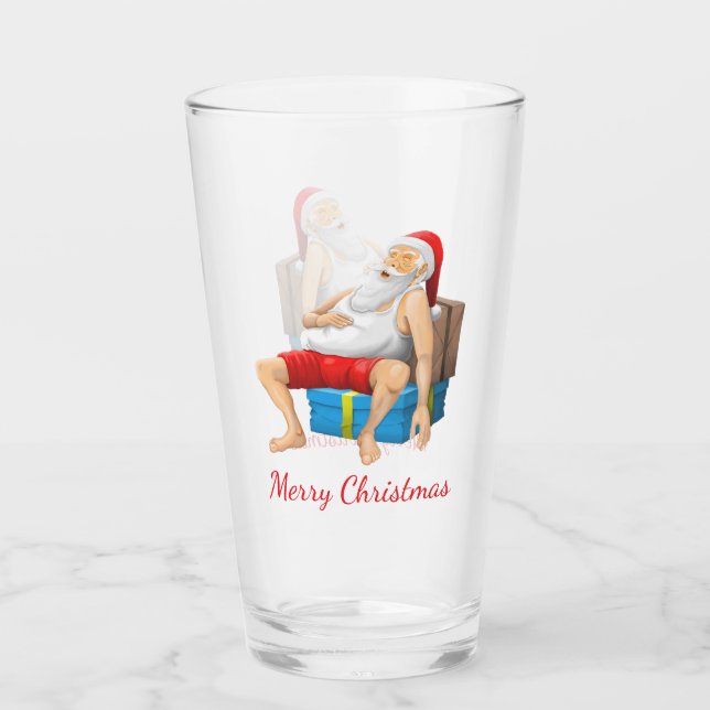 Der Weihnachtsmann nimmt ein kleines Nickerchen Glas (Vorderseite)