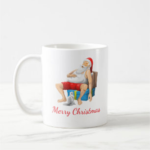 Der Weihnachtsmann nimmt ein kleines Nickerchen Kaffeetasse
