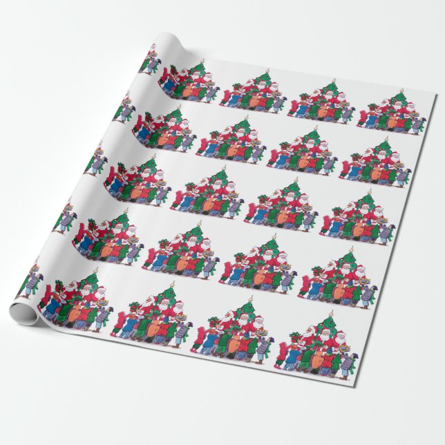 Der Weihnachtsmann präsentiert den Kindern von Tre Geschenkpapier (Ungerollt)