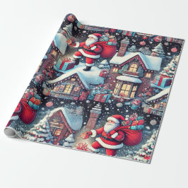 Der Weihnachtsmann präsentiert sich im Schornstein Geschenkpapier