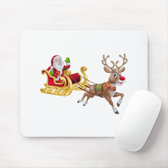 Der Weihnachtsmann reitet auf Schlitten Mousepad (Mit Mouse)