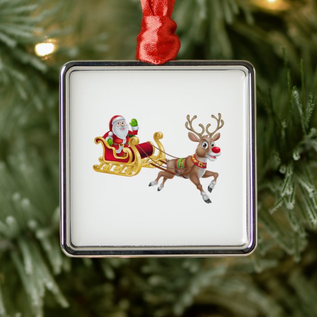 Der Weihnachtsmann reitet auf Schlitten Ornament Aus Metall (Baum)