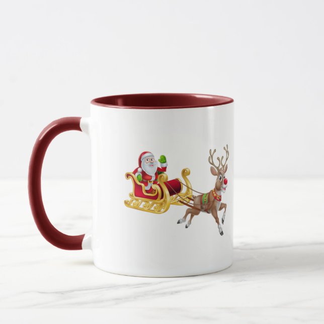 Der Weihnachtsmann reitet auf Schlitten Tasse (Links)