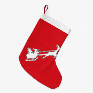Der Weihnachtsmann reitet mit Rentieren Kleiner Weihnachtsstrumpf