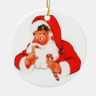 Der Weihnachtsmann sagt: "Schhhhhh... Keramik-Orna Keramikornament