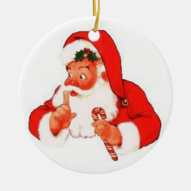 Der Weihnachtsmann sagt: "Schhhhhh... Keramik-Orna Keramikornament (Vorne)