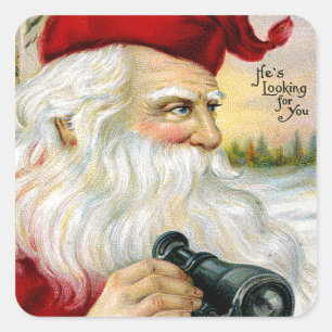 Der Weihnachtsmann schaut dich an Quadratischer Aufkleber