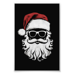 Der Weihnachtsmann sieht eine Sonnenbrille mit Hut Fotodruck